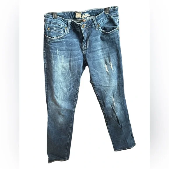 Kut from the Kloth Distressed Stretch Medium Wash Jeans Size 8 EUC Straight Leg - Picture 3 of 7